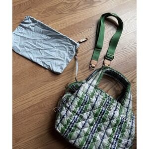 MZ Wallace Small Sutton Deluxe Crossbody Bag - Green Blue Pixel Plaid